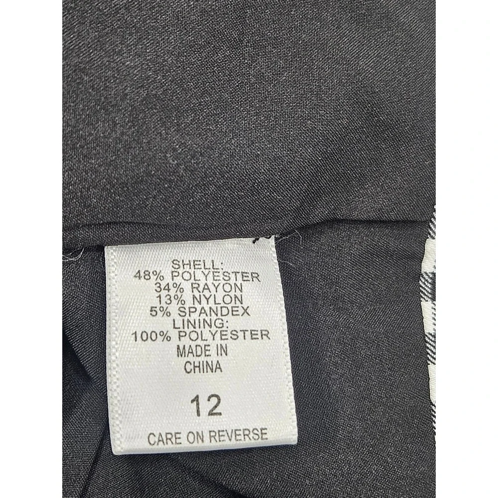 7th Avenue New York & Company Gingham Pencil Skirt Black White Ruffle Hem 12